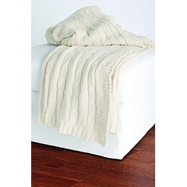 Rizzy Home THRTH0155CR005060 Cable Knit Throw Blanket,Cream