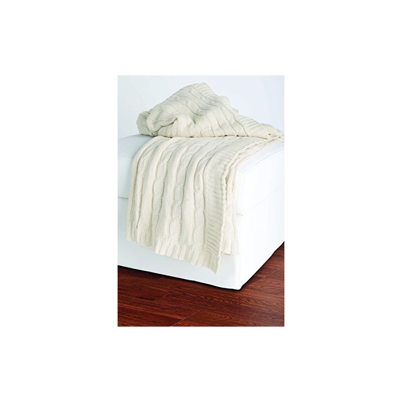 Rizzy Home THRTH0155CR005060 Cable Knit Throw Blanket,Cream