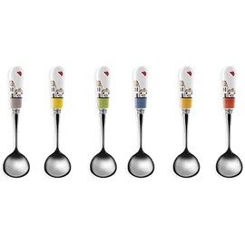 Egan Spoons with Colourful Handles, 15 x 2.3 x 1 cm, Set of 6, Multi-Colour, Small