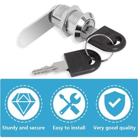 Litensh Set of 4 16 mm Mailbox Lock Set, Cam Lock Letter Box Lock Cylinder Lock Cam Lock Cabinet Lock Furniture Lock Drawer Lock Locker Door Lock with Key