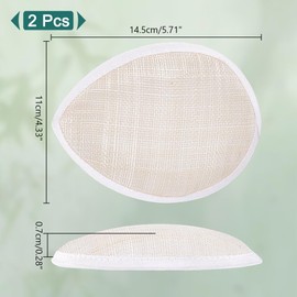 AHANDMAKER 2 Pcs Teardrop Fascinator Hat Base, 5.7x4.33 Inch White Linen Mesh Millinery Base, Cocktail Hats Saucer Sinamay Base for DIY Wedding Party Hat Crafts Making