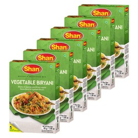 Shan Vegetable Biryani Recipe & Seasoning Mix 45g (1.58oz) Pack of 6 - Spices Blend for Vegetable Biryani - Suitable for Vegetarians - Airtight Bag in a Box