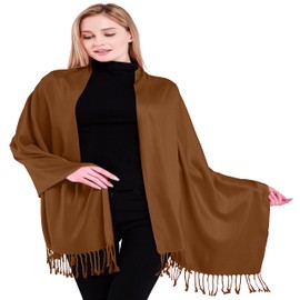 CJ Apparel Brown Solid Color Tassels Design Nepalese Shawl Seconds Scarf Wrap Stole Throw Head Wrap Pashmina Hand Made in Nepal NEW