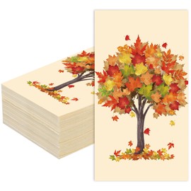 50 PCS Fall Tree Guest Napkins Maple Leaves Paper Napkin 3 Ply Disposable Watercolor Tree Party Dinner Napkins Autumn Decorative Hand Towels for Autumn Thanksgiving Home Kitchen Dinner Party Supplies
