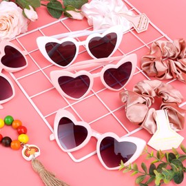 Loanzeg Bridesmaid Scrunchies Proposal Hair claws clips Set of 12 Bridal Shower heart sunglasses Gifts for Wedding Bachelorette Party Favors (24pcs Pink)