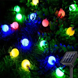 YEAMAR Solar String Lights Outdoor Waterproof, 30 LED 9.8Ft Total, Solar Powered Globe Patio Lights with 8 Lighting Modes for Garden Yard Porch Wedding Party Decor (Multicolor)