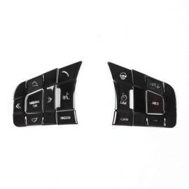 Daeiclru Steering Wheel Button Trim Sticker Compatible with Jaguar XE XEL XF XFL F-PACE E-PACE F-Type, Alloy Steering Wheel Button lnner Decoration Cover 10PCS (High-Configuration, Black)