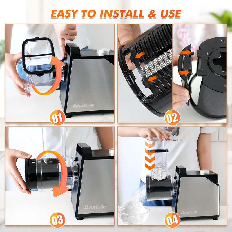 Anatole Electric Cheese Grater 7 Blades Ice Shaver Stainless Steel