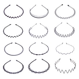 Metall Haarband,12 Stück Haarreifen Männer Zickzack Haarreif Haarreifen Damen Dünn Haarreif für Outdoor metall haarband herren Mehrere Stile Geeignet für Sport Fitness