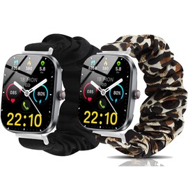 Blueshaweu for T70 1.91 inches Smart Watch Band, Fabric Elastic Scrunchie Elastic Watch Band Women Cute Replacement Straps Compatible for Kuizil T70/WeurGhy/Csasan T70 Smartwatch 1.91" (2 Pack-c)