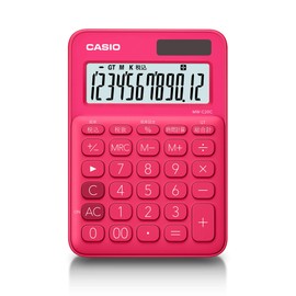 Casio MW-C20C-RD-N Colorful Calculator, Vivid Pink, 12 Digits, Mini Just Type
