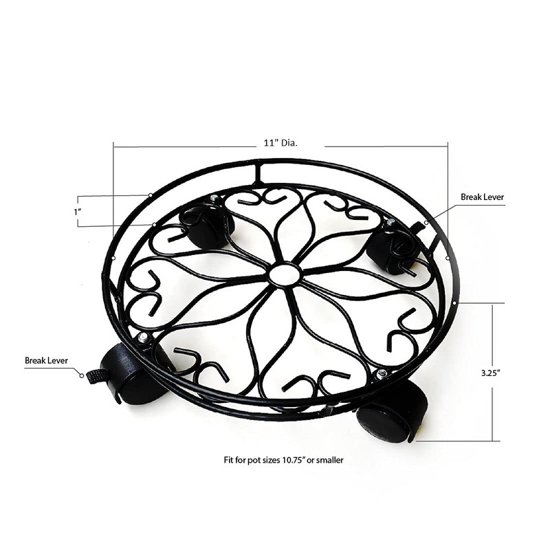 Lily’s Home Raised Rolling Planter Pot Dolly/Caddy Stand with Locking