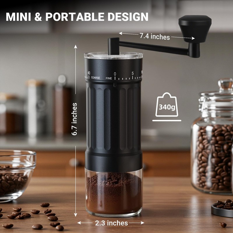 Mini Manual Coffee Grinder with CNC Stainless Steel Conical Burr