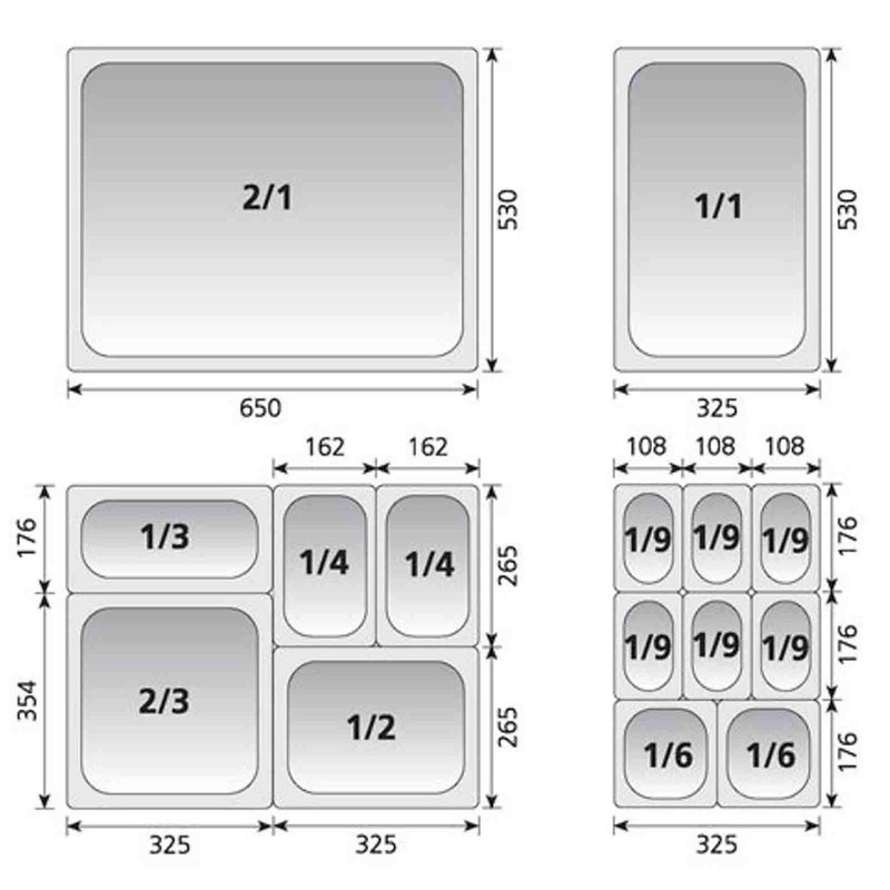 Gastronorm Pan, GN 1/3x100MM, S/S201