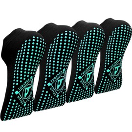 Yoga Socks Non-Slip Socks (4 Pairs) for Women Pilates, Yoga, Barre, Dance, Ballet, Martial Arts, Trampoline, Fitness, Hospital, Rehab, Home and Body Balance, Sox UK 4-10 / EU 35-43, 02 Black*4
