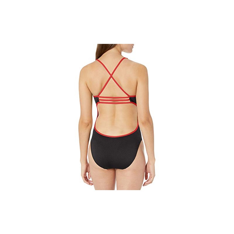TYR Women's Standard Durafast Elite Trinityfit Swimsuit, Black/RED, 30