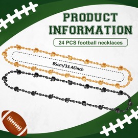 Kenning 24 Pcs Football Helmet Beaded Necklaces Bulk,Black,Gold