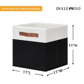 DULLEMELO Storage Cubes 11 inch,Cube Storage Bins with Handles for Organizing,Fabric Storage Baskets for Shelves Nursery Closet Home Organization (White&Black-4 Pack)