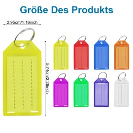 32 Stück Plastik Schlüsselanhänger, Schlüsselanhänger mit Ring, beschreibbare Schlüsselanhänger mit Aufbewahrungsbox, Schlüsselanhänger mit Etiketten für Haustiere, Gepäck, Koffer (8 Farben)