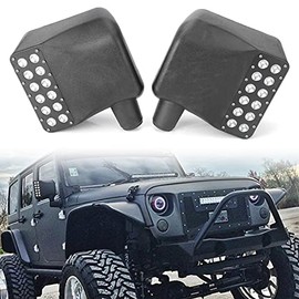 KMFCDAE Side View Mirror Housing with LED White DRL Amber Turn Signals Light Fit for Jeep Wrangler JK JKU 2007-2018 (1 Pair)