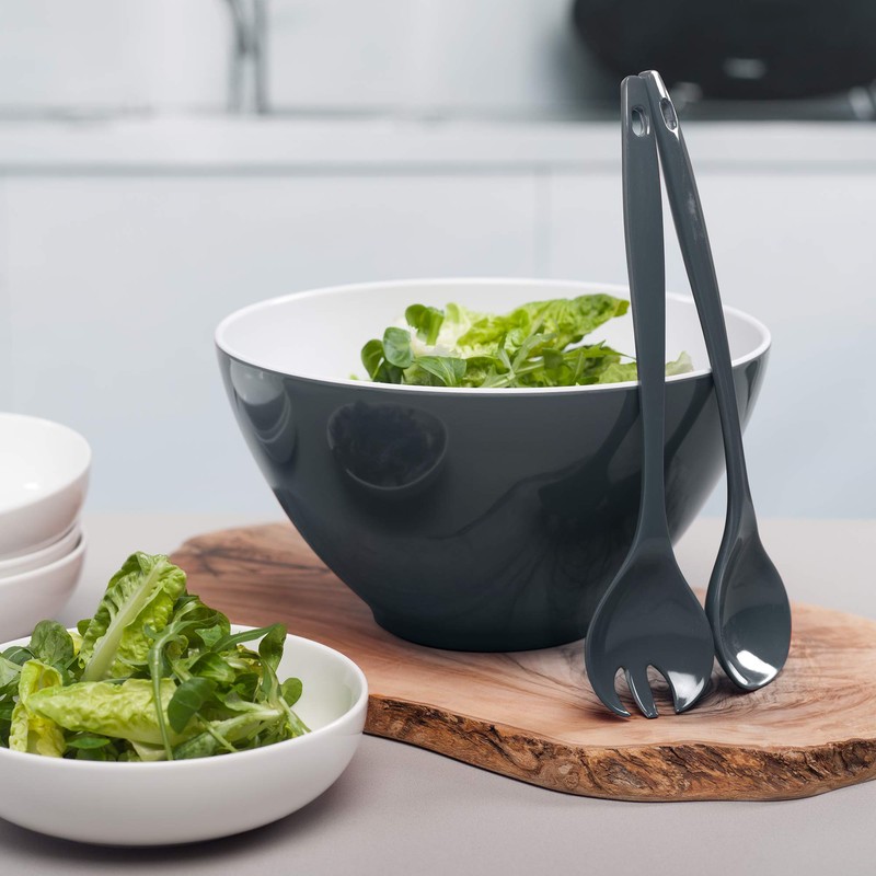 Zeal G217TSET Salad Bowl and Server Set-Dark Grey, Melamine