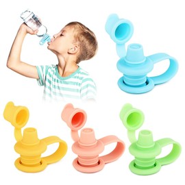 Heureuse Water Bottle Spout Adapter for Toddlers, 4 Pack No Spill Silicone water bottle toppers, Travel Toddler Essentials, Leakproof, Reusable & Easy-to-Use