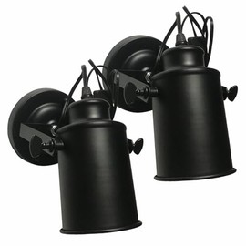 kylynly Industrial Track Lighting Ceiling Spotlight, Matt Black Vintage Wall Mount Lights, Rotate Head, Plug in E26 Base, Decor for Indoor Living Bedroom or Loft Cafe bar Lighting 2 Pack (No Bulb)