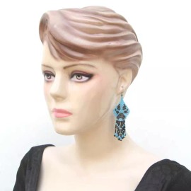 BeadsCorner NEW BLACK  BLUE BEADED BEAR PAW HANDCRAFTED NATIVE STYLE FASHION HOOK EARRINGS