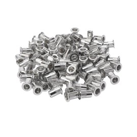 Unxuey Pack of 100 M6 Aluminium Alloy Rivet Nuts Knurled Flat Head Rivet Nuts Thread Insert Rivet Nut