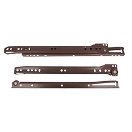 amig - Set of 2 Metal Runners Mod. 10 with Wheels for Furniture Drawers or Cupboards White Painted Steel Load Capacity 18 kg/Pair Dimensions 250 x 37 mm Brown