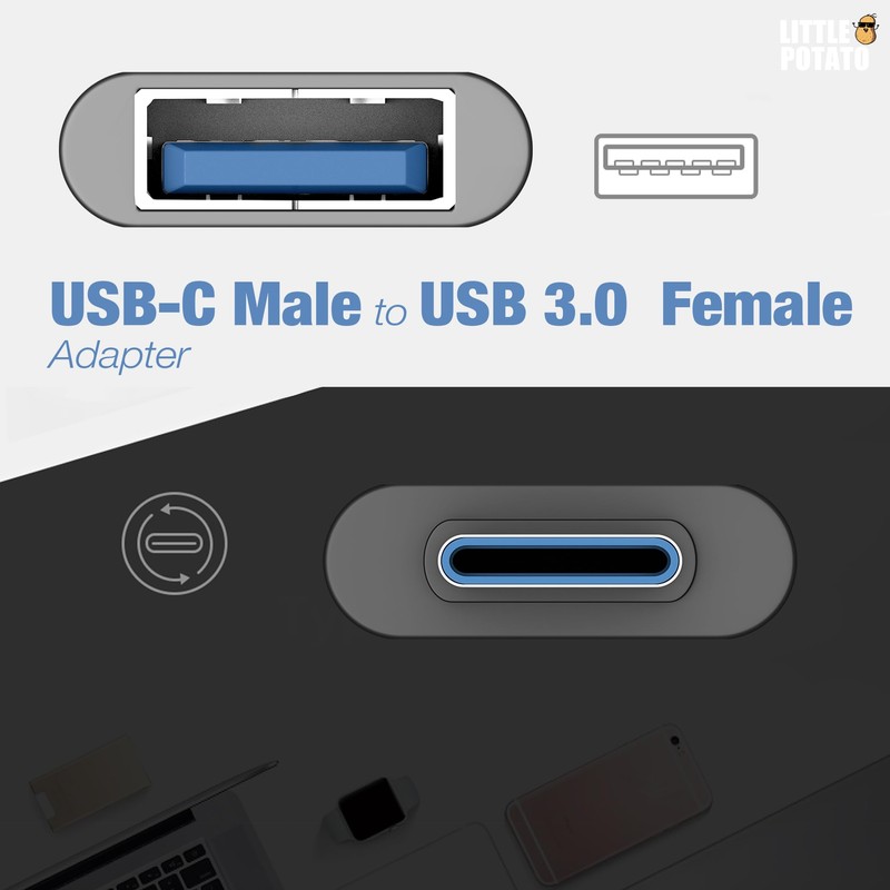 little potato USB C to USB Adapter (2 Pack), USB-C