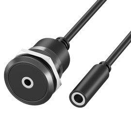 PENGLIN 2PCS 3.5mm TRS Panel Mount Audio Extension Cable - 1/8" Female to Female Stereo Threaded Locking Adapter - Secure Mount for Car, Marine, Home Audio Systems (9.84in/25cm)