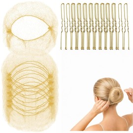Hair Nets for Buns,20 PCS Bun Nets Blonde and 50 PCS U Shaped Hair Pins