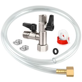 Boltigen RV Winterizing Kit with Brass Nickel Plated 3-Way by-Pass Diverter Valve, 1/2NPT Boat Pump Converter Winterization Kit for Fill Pipes with Antifreeze, 1/2 Barb, 59in Siphone Hose