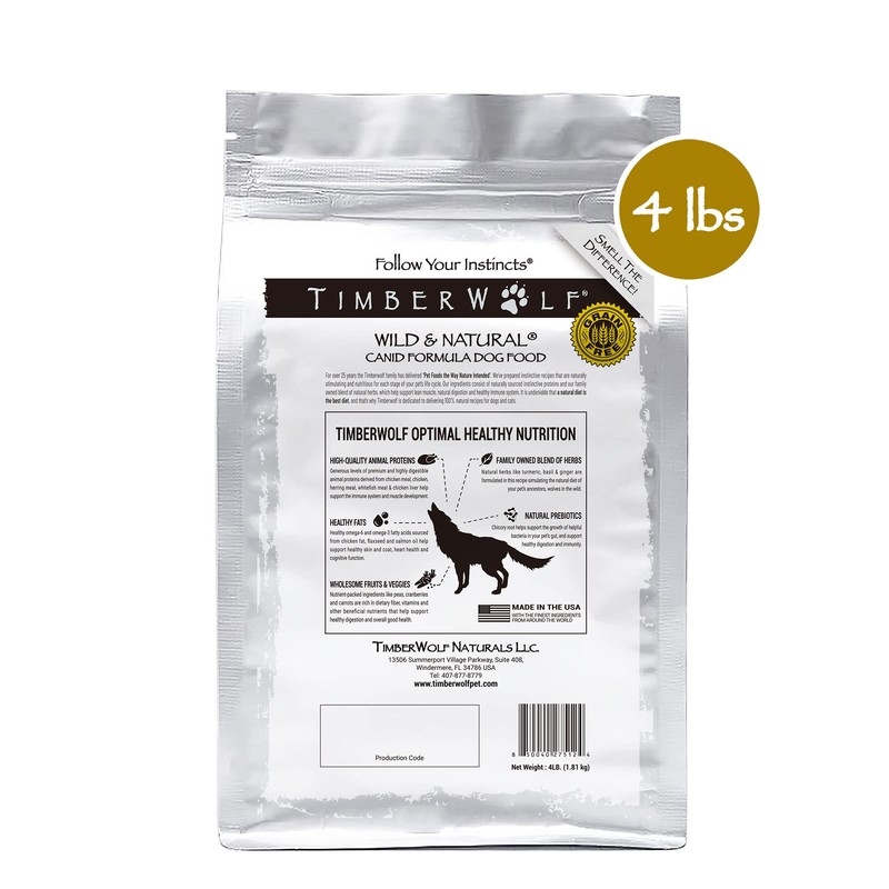 Timberwolf Wild & Natural Chicken Recipe Dry Dog Food 4lb