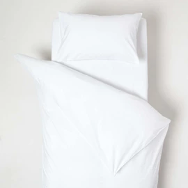 HOMESCAPES White Cot Bed Duvet Cover Set 120 x 150cm 100% Egyptian Cotton Percale Toddler Duvet Cover with Pillowcase Hypoallergenic Easy Care Children’s Bedding 200 TC 400 Thread Count Equivalent