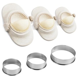 Poraceous 6 Piece Dumpling Maker, Empanadas Maker Set, 3 Sizes Ravioli Shaper + 3 Round Dough Cutters, Wonton, Pot Sticker, Pierogi & Gyoza, Small 7 cm, Medium 8 cm, Large 11 cm, Beige