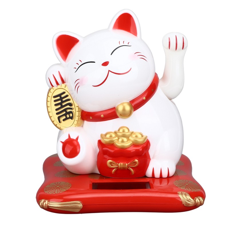 Lucky Cat Solar Powered Cute Decorative Wealth Welcoming Waving Fortune