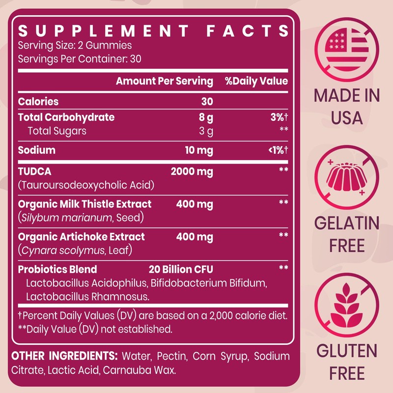 Vylarithonixa Premium TUDCA Gummy Supplement - 2000mg High-Potency Liver Support,