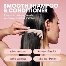 MONDAY HAIRCARE Smooth Shampoo + Conditioner Bathroom Set (2 Pack) 12 oz Each for Frizzy, Coarse and Curly Hair, Made from Coconut Oil, Shea Butter & Vitamin E, 100% Recyclable Bottles