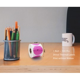 Hcode 2 Inches Circle Color Dot Direct Thermal Labels Blank Shipping Address Labels 500Pcs/Roll (Waterproof, Oil-Proof & Tear-Resistant) Compatible with Rollo & Zebra Desktop Printers