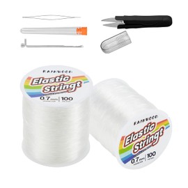 Elastic Bracelet String Cord Kit: 2 Rolls of 200m (0.7mm) Clear Beaded Stretch Cord with Tools - Perfect for Bracelet Making and DIY Jewelry Projects!