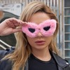 LASPOR Women Plush Fuzzy Cat Eye Sunglasses Punk Soft Velvet