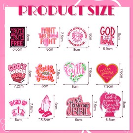 Lyrow 12 Pcs Bible Verse Christian Iron on Patches Religious Jesus Phrase Embroidery Set Christian Sew on Patches for Clothes Uniform Trucker Hat Jackets Jeans Backpack DIY Decorations(Pink Style)