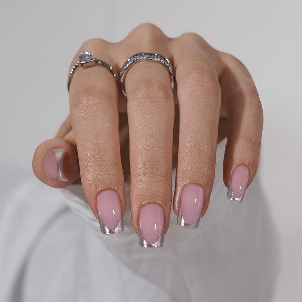 BTArtbox Press on Nails Short - French Tip False Nails