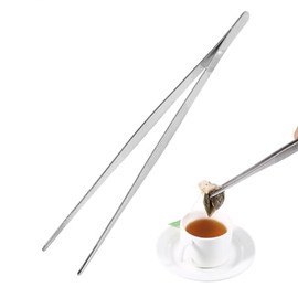 Tefola Pinzas largas de acero inoxidable para alimentos Pinzas médicas rectas para el hogar Herramienta de cocina de jardín 30cm