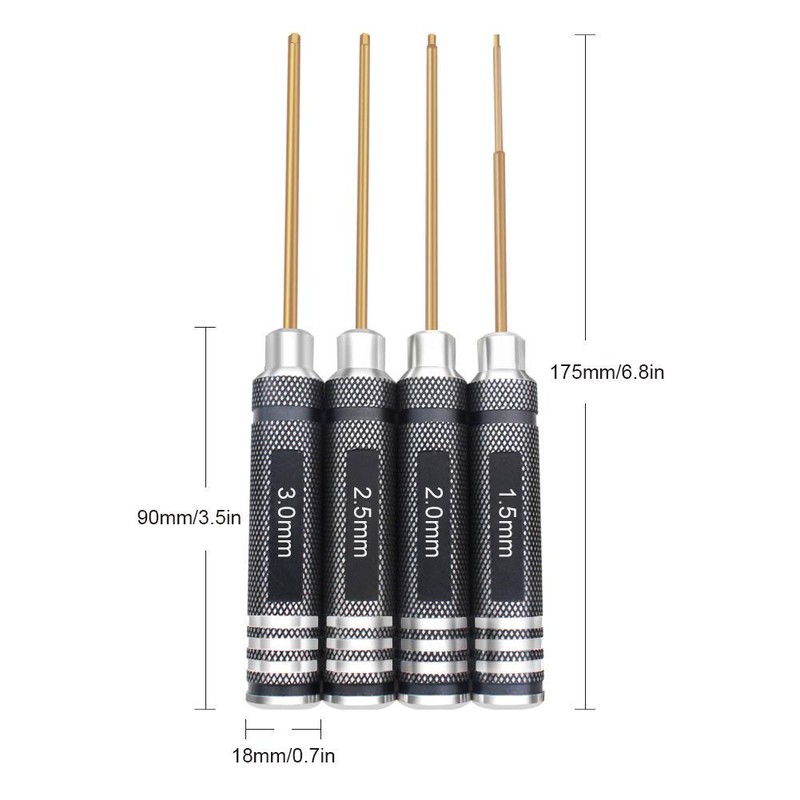 4pcs 1.5mm 2.0mm 2.5mm 3.0mm Hex Screw Driver Set Titanium