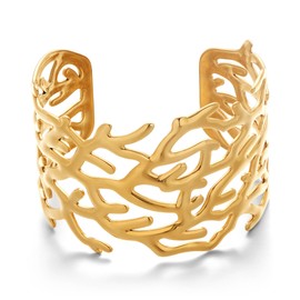 LILIE&WHITE Gold-Plated Coral Bangle Bracelet for Women - Hypoallergenic, Lightweight, Tarnish-Resistant Jewelry - Elegant Accessory for Everyday Wear & Special Occasions