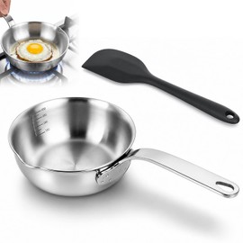 Lainballow 18/10 Stainless Steel Butter Warmer, 400ml Butter Melting Pot with Silicone Brush, Small Measuring Melting Pot with Pour Spouts, Mini Sauce Pan for Milk, Coffee, Chocolate, Tea