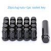 M12x1.25 Black 6 Spline Lug Nuts - Anti-Theft, 1.38" Long,